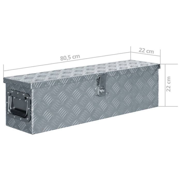 Vidaxl Aluminiowa Skrzynia, 80,5 X 22 X 22 Cm, Srebrna