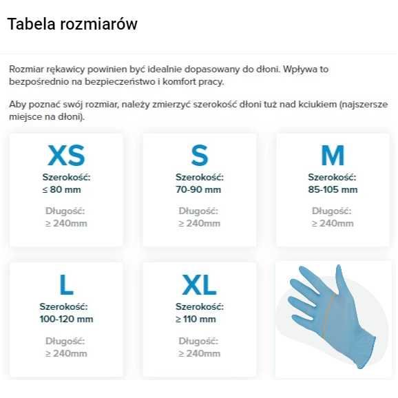 Rękawice NITRYLOWE Rękawiczki czarne black Mercator nitrylex a'100 L'