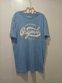 T-shirt koszulka z nadrukiem na krótki rękaw L Jack & Jones niebieska