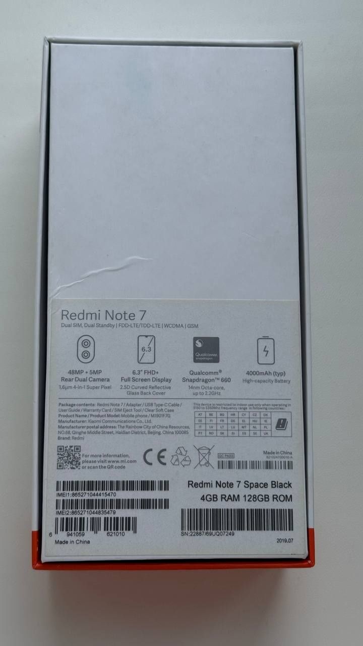 Redmi Note 7 дисплей 6.3" продам б/у телефон