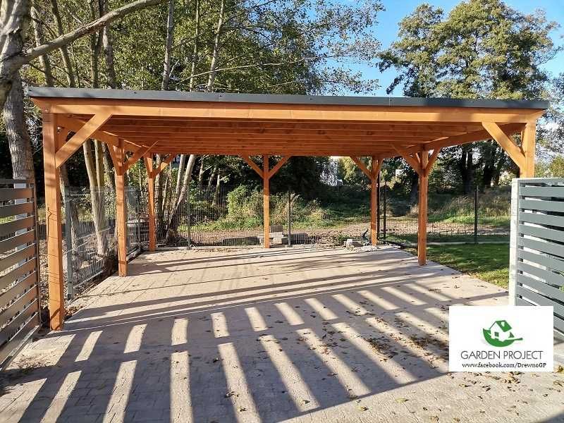 wiata carport2 płaski dach na dwa auta montaż