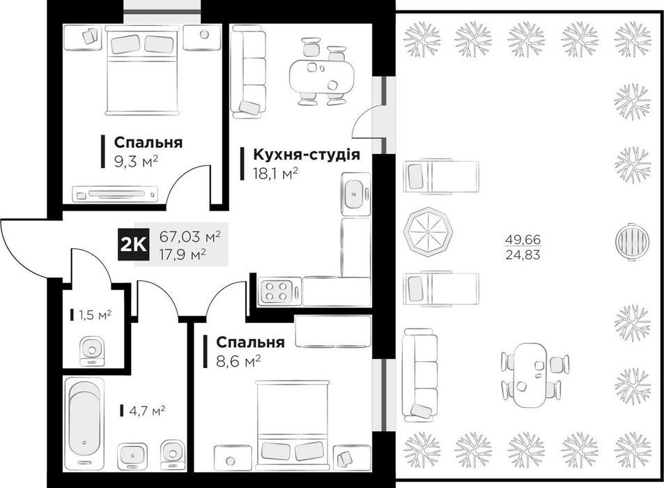 Продаж 2 кім. квартири ЖК HYGGE lux Пасічна 67.03 м2