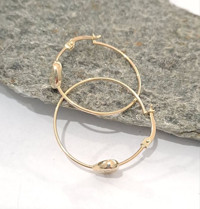 Piękne złote kolczyki koła Serduszka 585 Nowe 2.5 cm