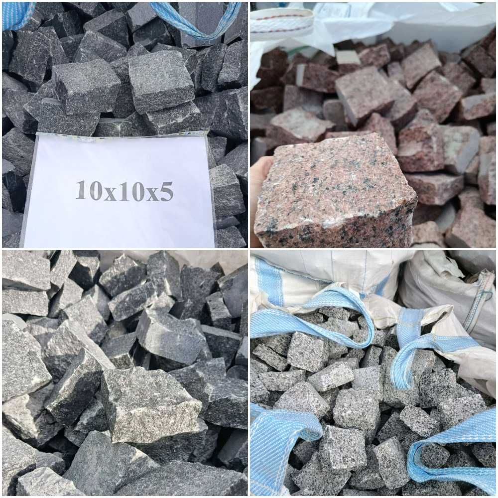 Бруківка гранітна 10х10х5 габро, покост, лізник. Шашка