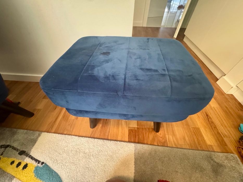 Fotel uszak granatowy agata meble + podnozek