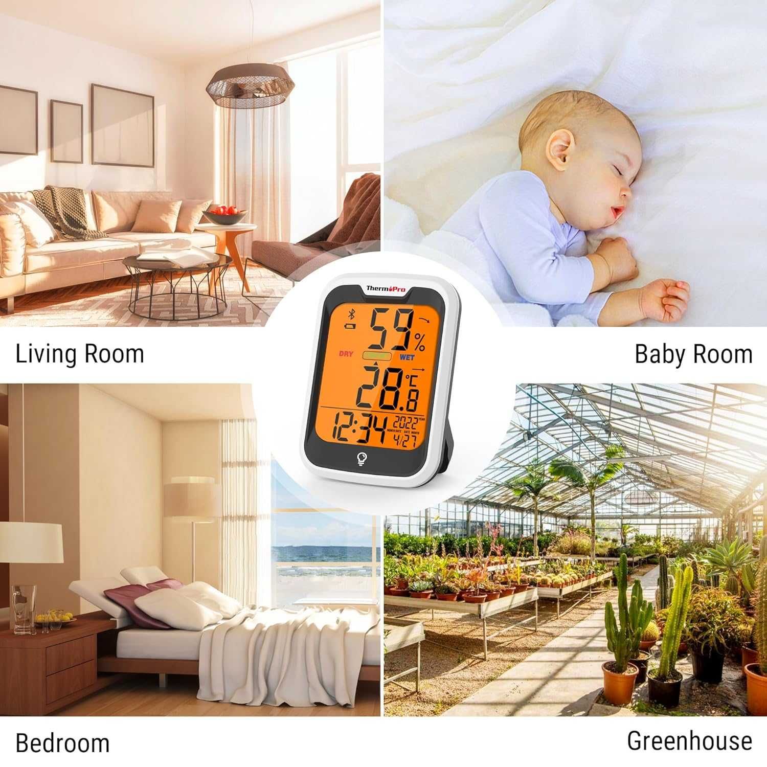 ThermoPro TP358 Termometr pokojowy z higrometrem, Bluetooth