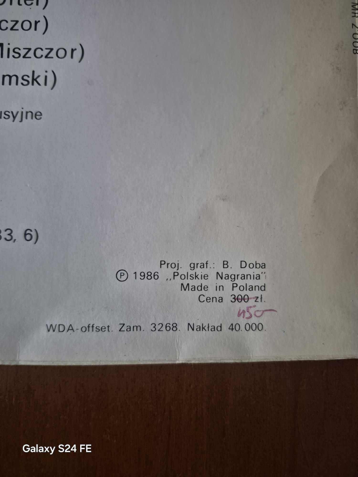 Płyta winylowa/Mr Z'oob*-To tylko Ja./1986r