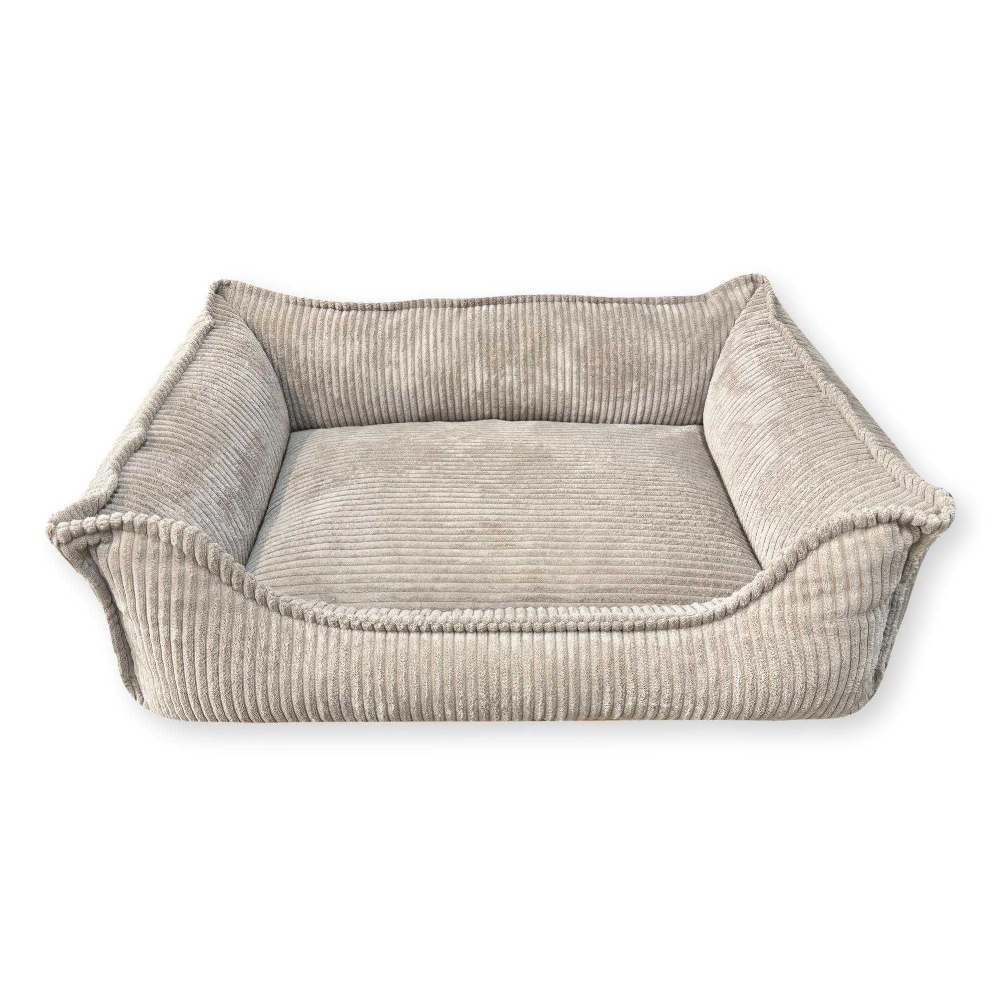 Seria PREMIUM - sztruksowe legowisko HUGO (80x60 cm, Beż)