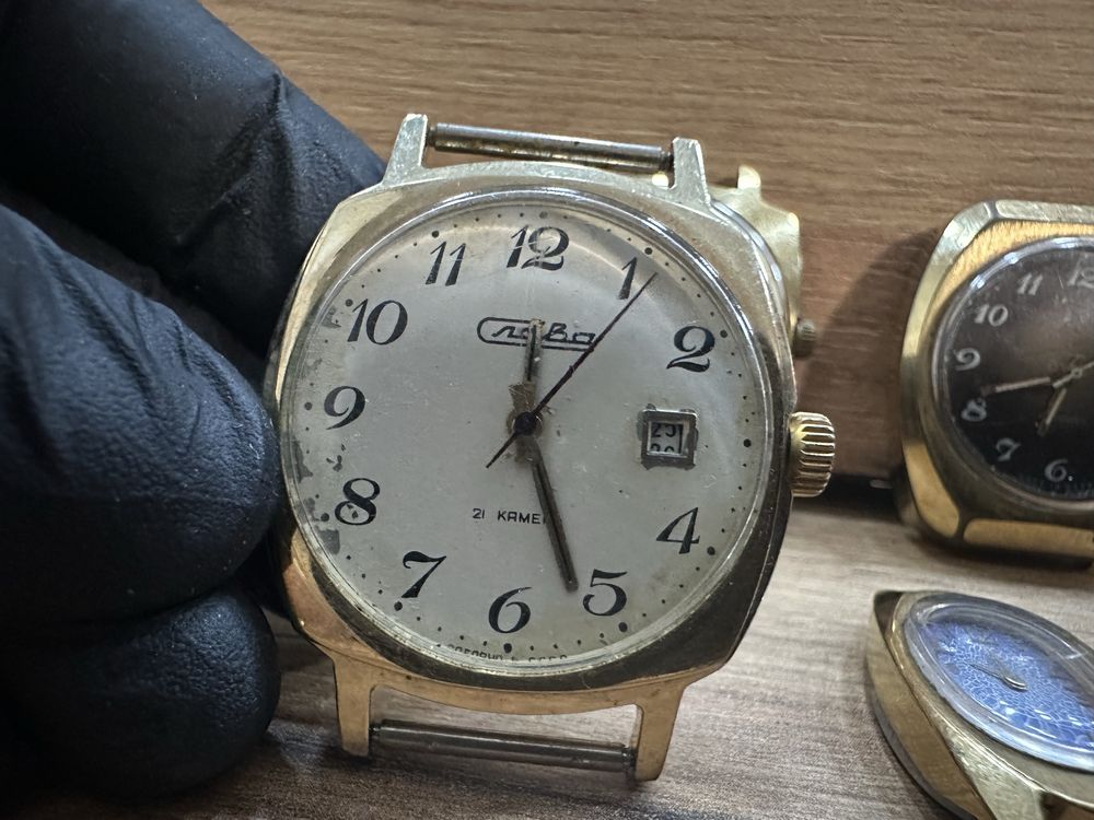 7 x zegarek pozałacany w tym poljot automatic Vostock slava , rakieta