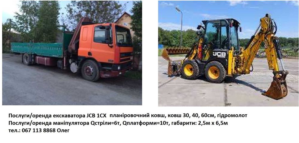 Послуги та оренда міні-екскаватора/крана-маніпулятора