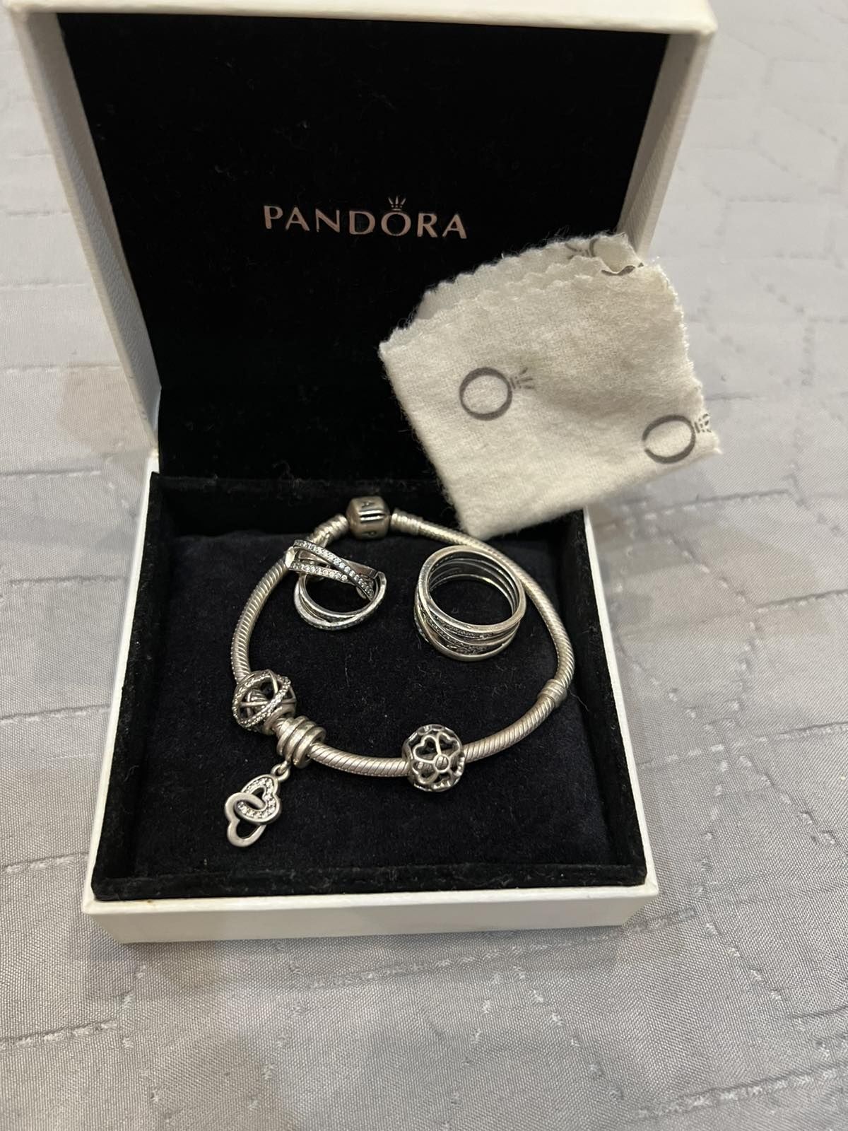 Браслет каблучка сережки Pandora