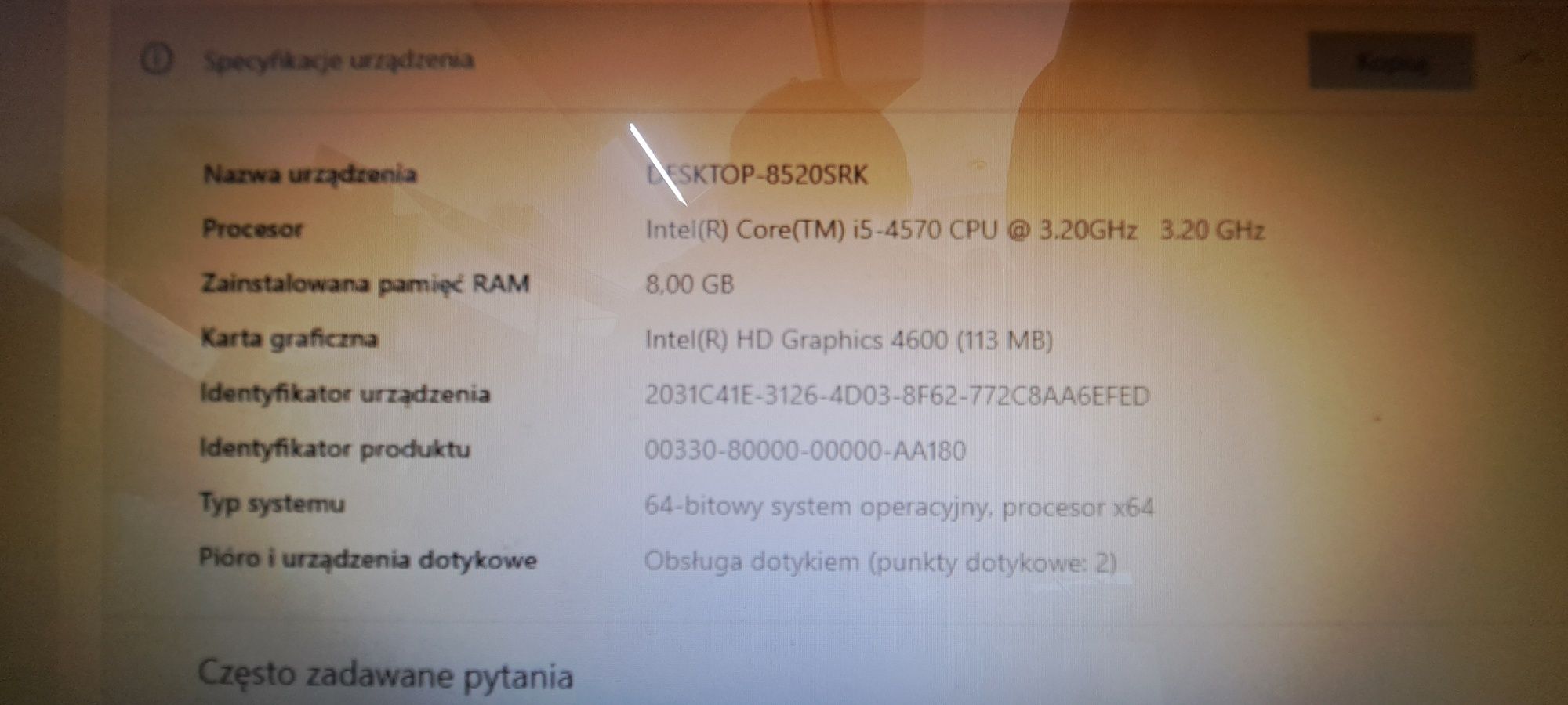 Komputer asus all-in-on 8 RAM ssd