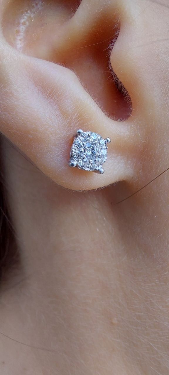 Серьги сережки золотые с бриллиантами 750Пр белое золото 2г, 0,3 Карат