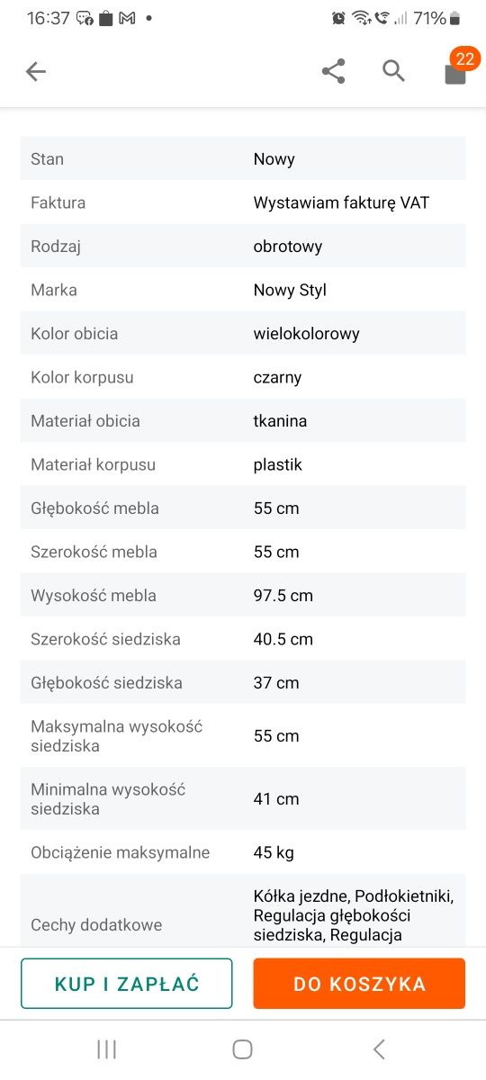 Krzesło fotel obrotowy dla dzieci Butterfly