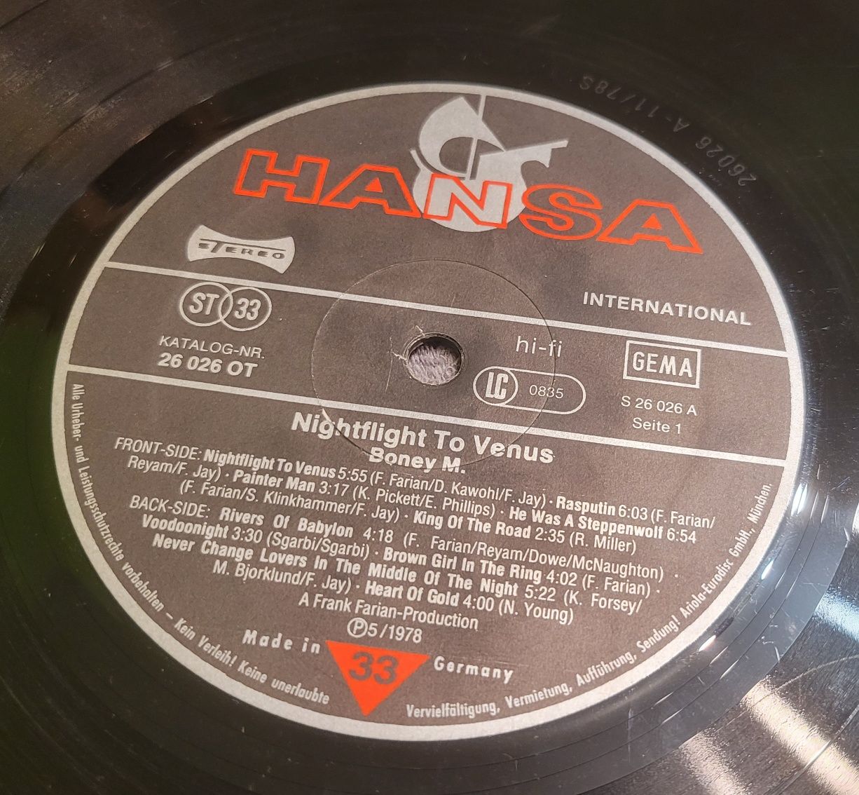 Boney M. – Nightflight to Venus 1978, Niemcy, winyl, kolekcjonerski