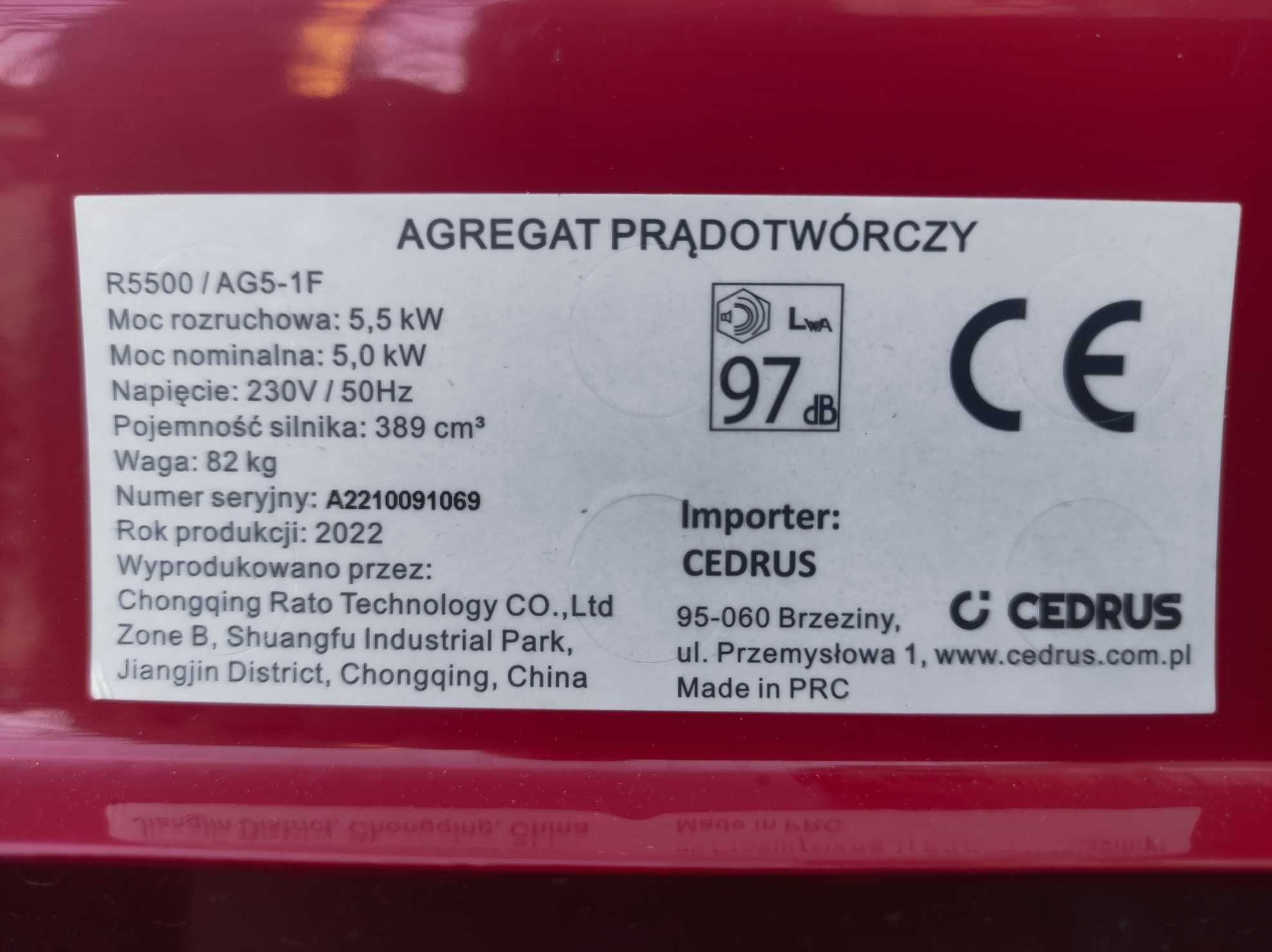 Agregat prądotwórczy 5,5kW