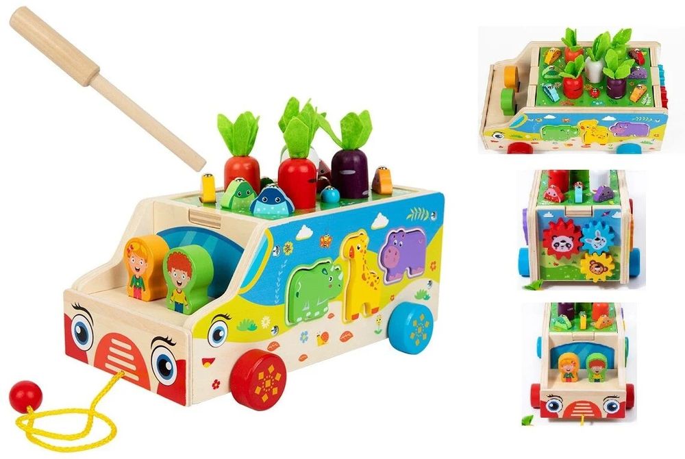 Сортер дерев'яний + каталка+ рибалка+шнурівка+ ніж і овочі на магнітах