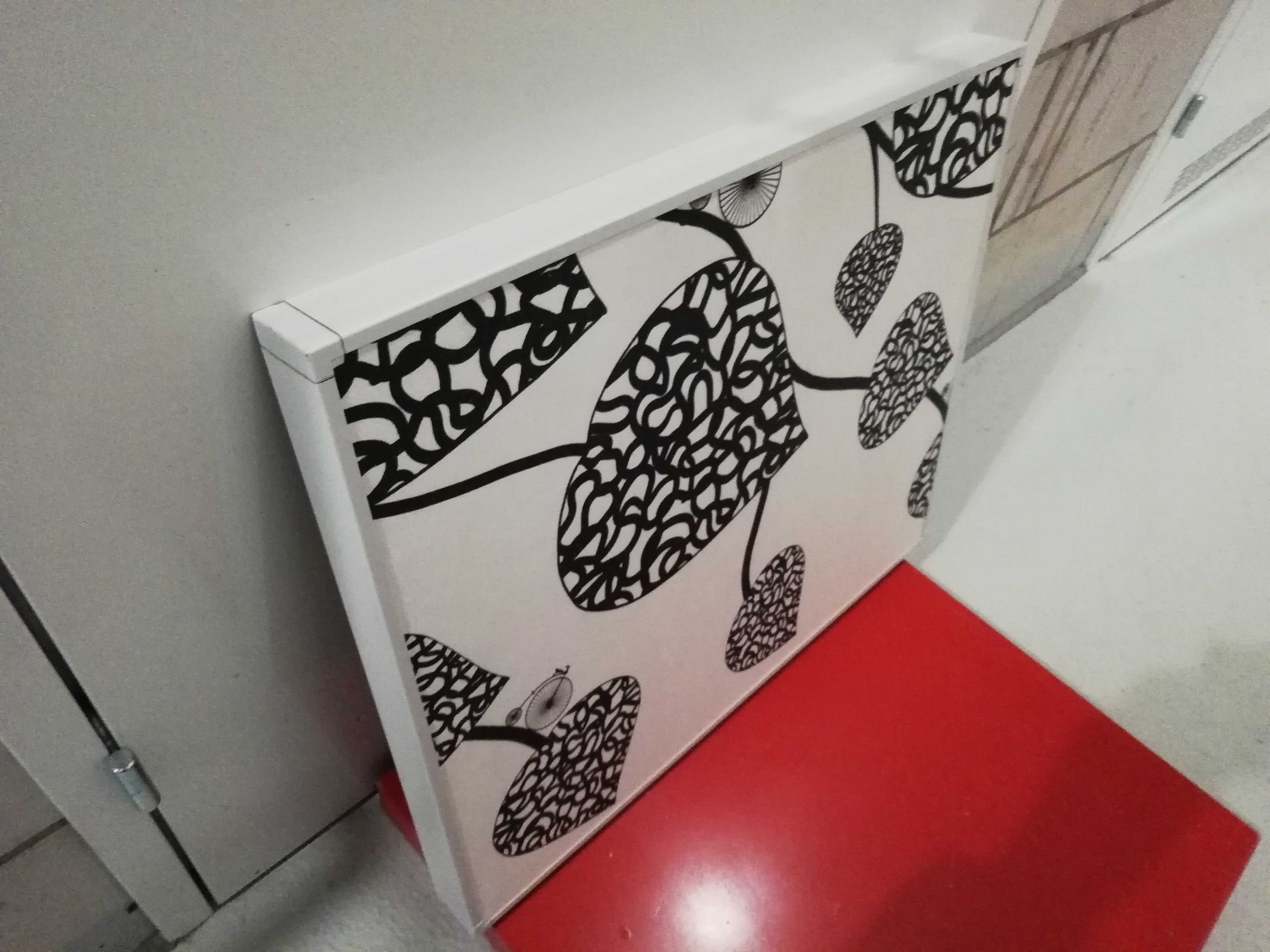 Obraz grafika 50x60 cm abstrakcja bicykle liście czarno-biały
