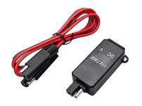 Carregador USB 2,1A Impermeável, ficha SAE e Voltímetro p/Motocicleta