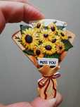 Magnes na lodówkę MISS YOU bukiet kwiatów