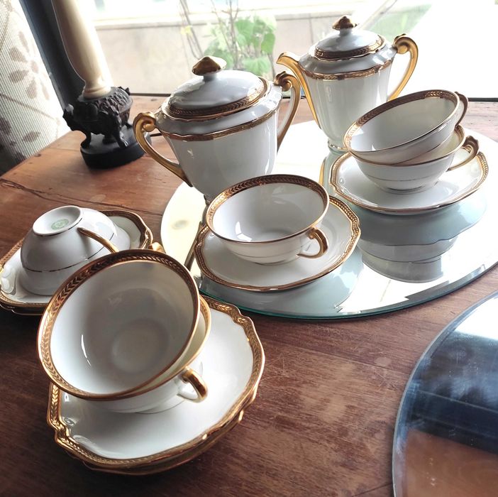 Serviço de chá Limoges dourado