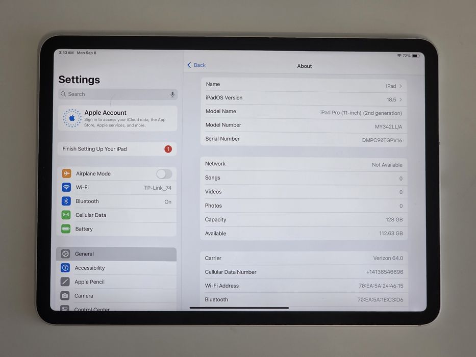 iPad Pro 11 2020 128 GB Wi-fi + LTE Space Gray A2068