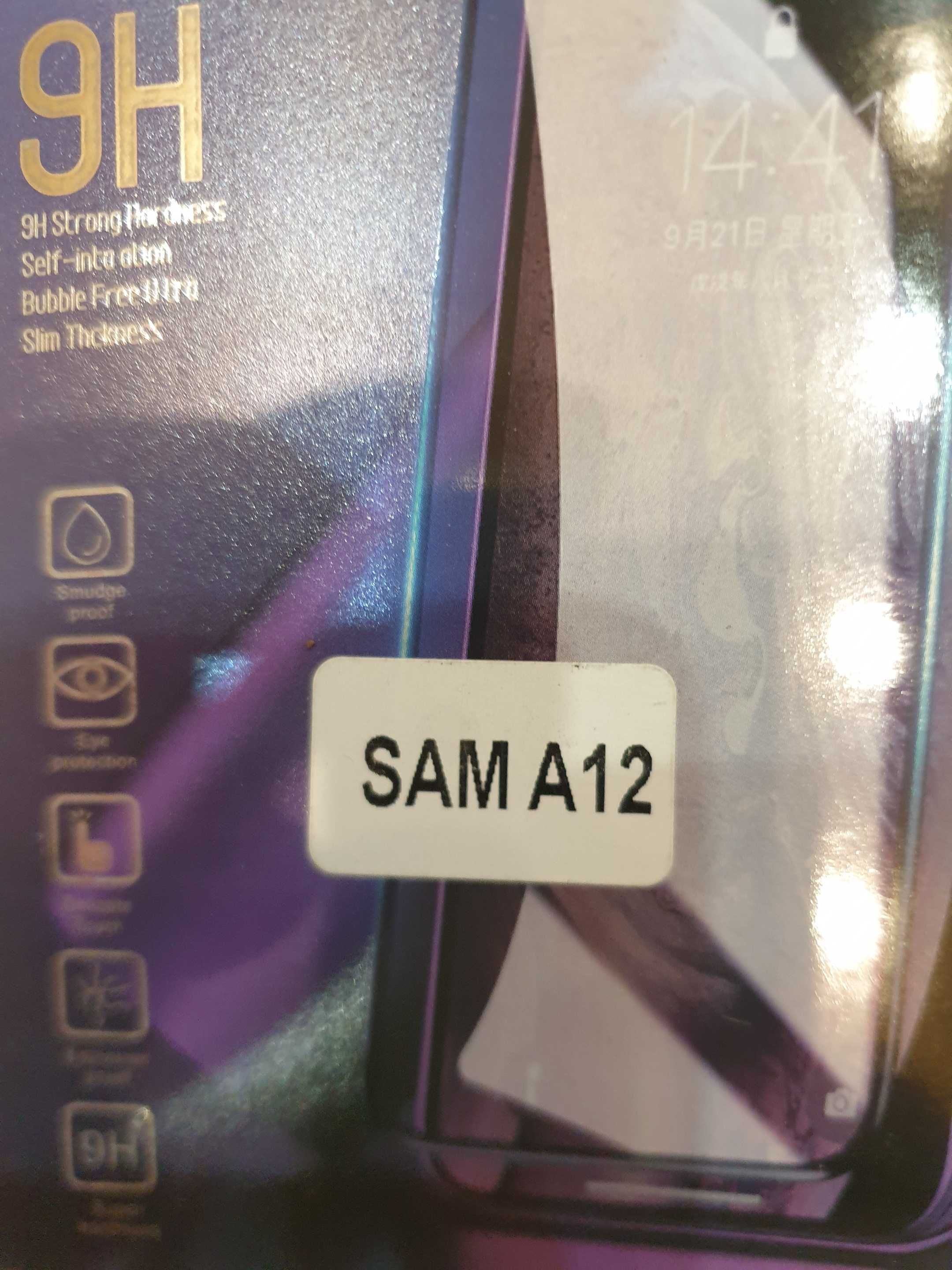 Szkło hartowane Samsung A12 pełne czarna ramka