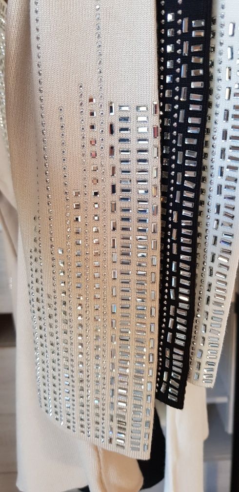 Bluza prążki dżety cyrkonie kamienie kryształy L nowa