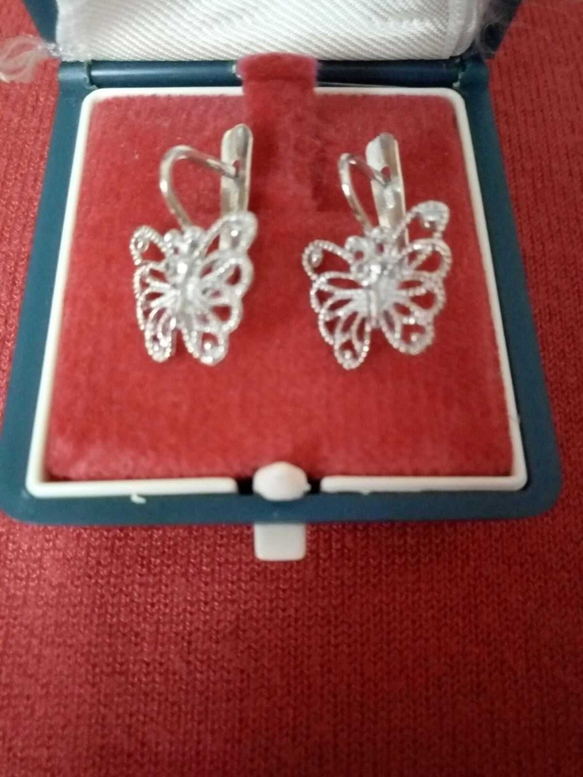 Серебряные серьги (радированные) "Бабочки"