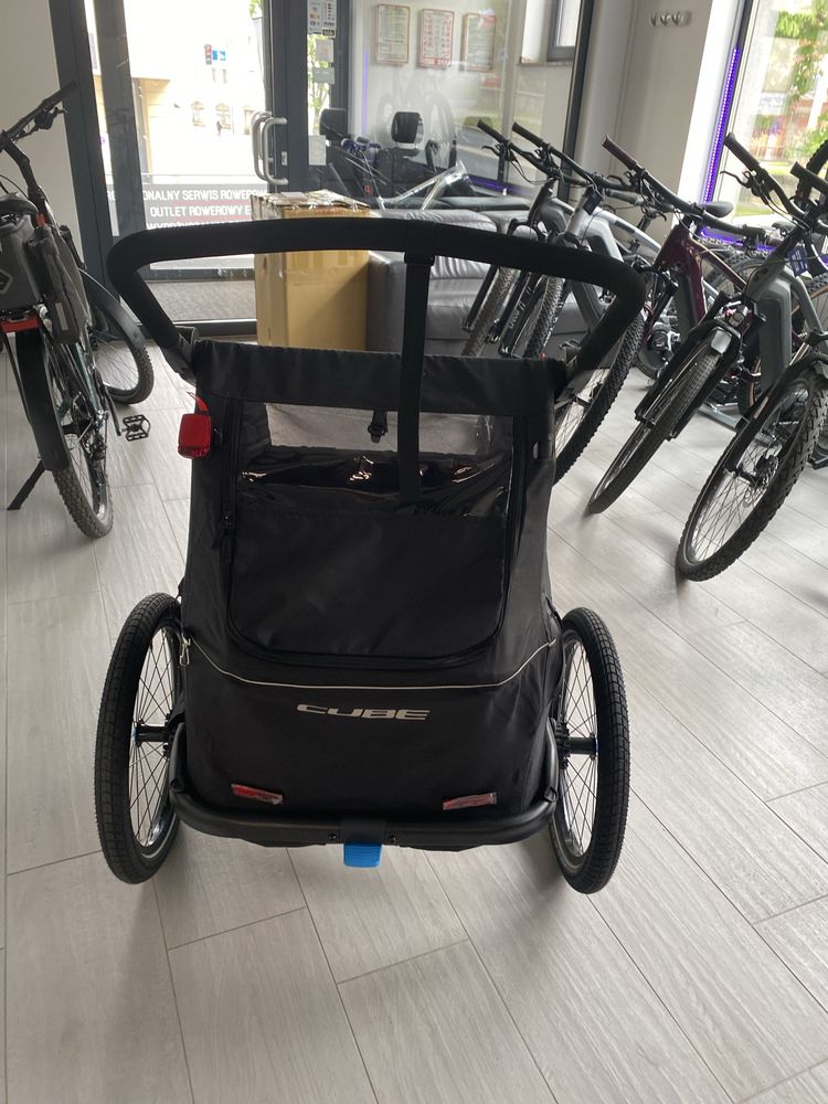 Nowa przyczepa rowerowa cube 1 lub 2 dzieci amortyzatory -50%