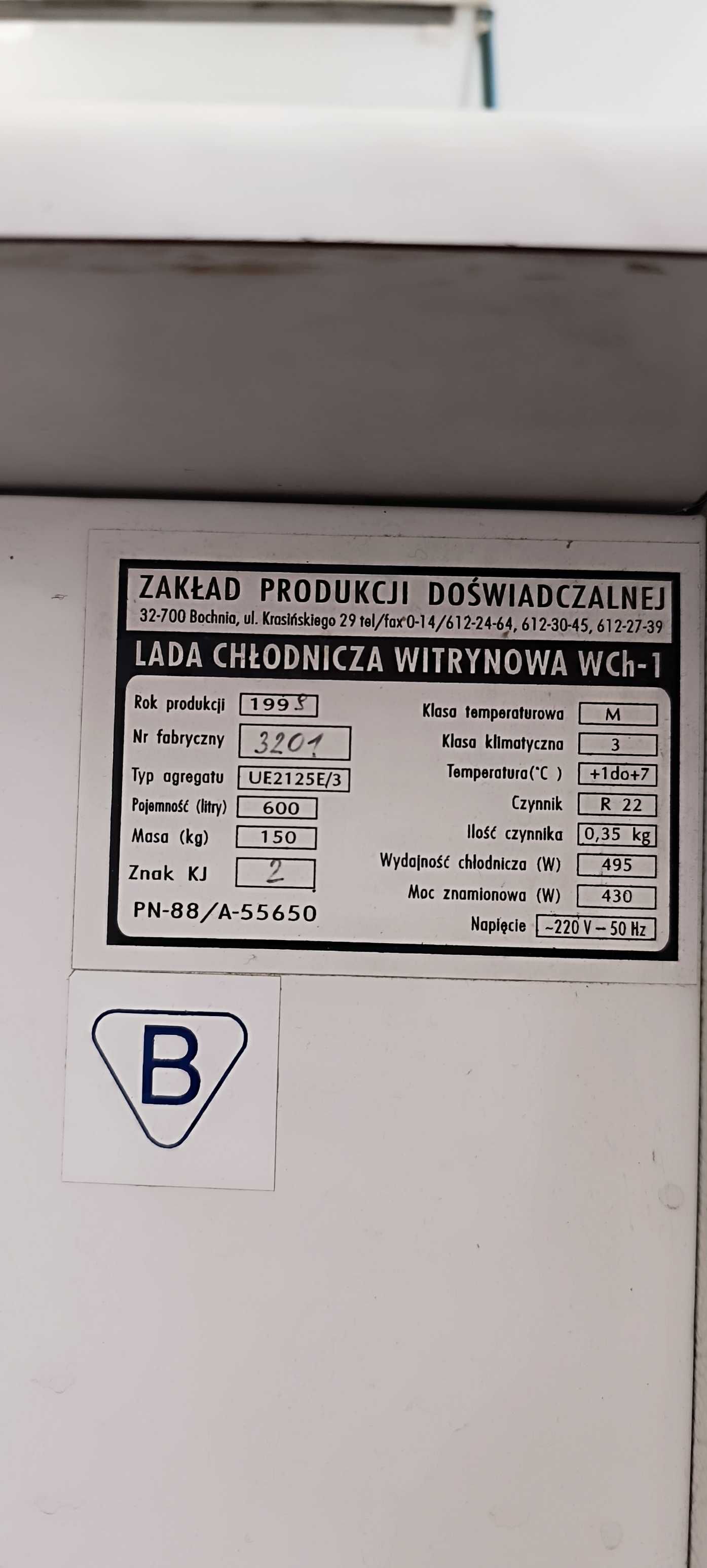 Lada chłodnicza witrynowa Bochnia 1,8 m