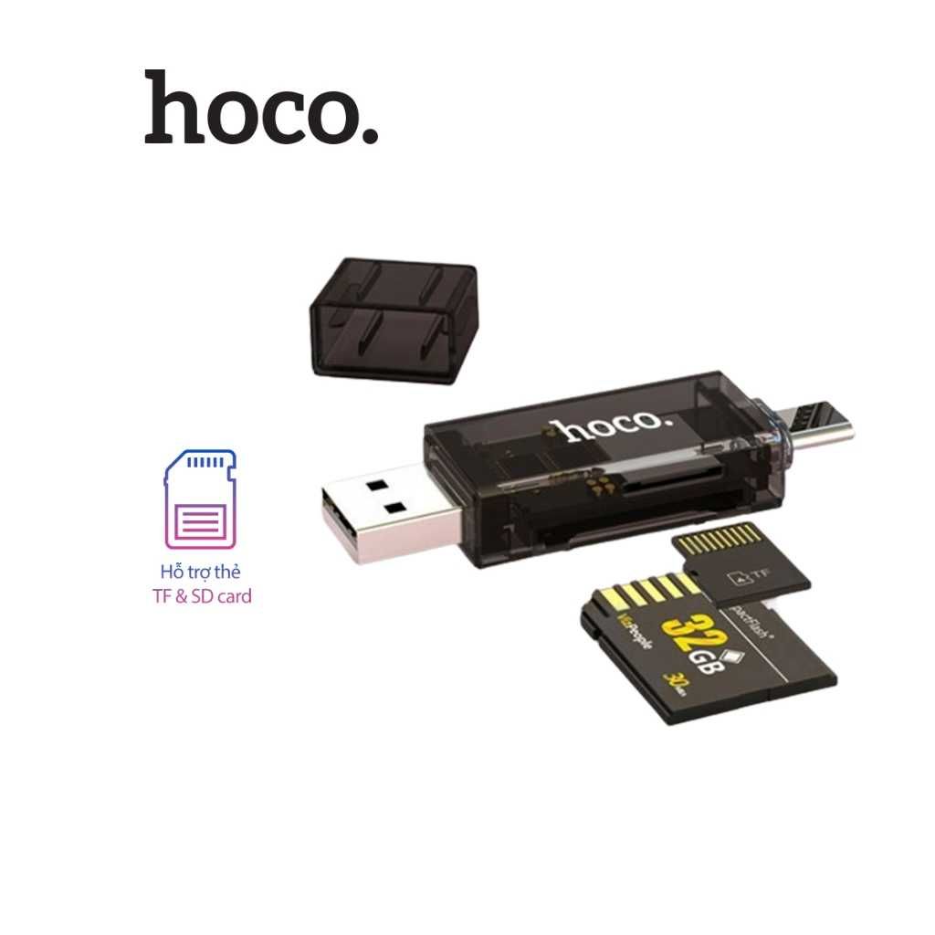 Картридер hoco DHD01 для SD MicroSD TF карт, два входа, Type-C USB 2.0