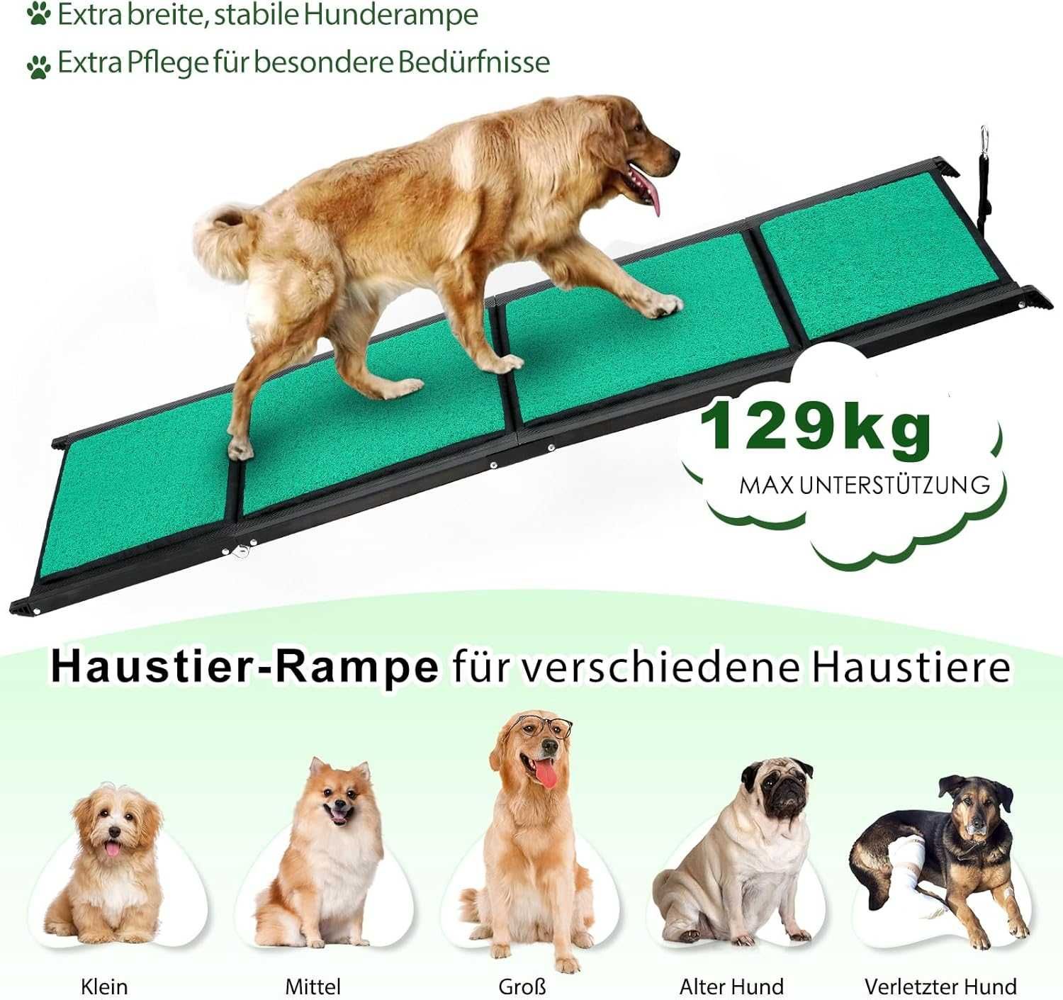 Пандус для собак Snagle Paw 180 см/50 см,зелений,розкладний,до 129 кг