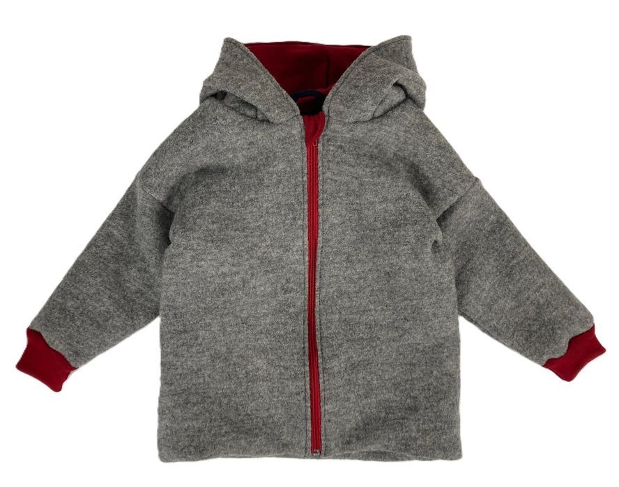 Kurtka 100% wełna parzona 92 cm wool merino ciepła kaptur