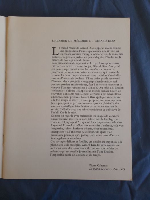 Catálogo antigo de desenhos a carvão de Gerard Diaz