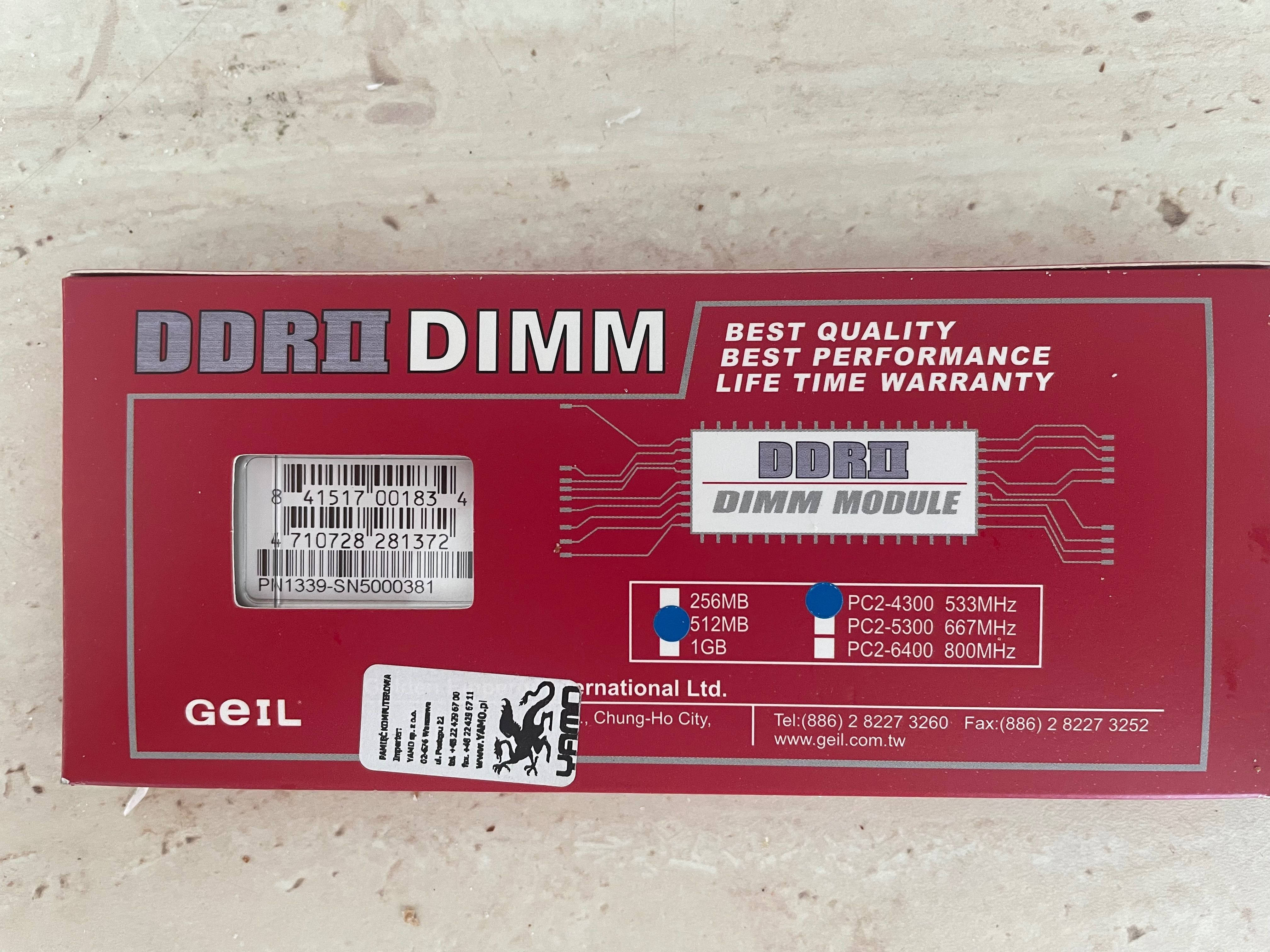 Pamięci RAM do komputera PC DDR II Geil 512MB  PC2-4300  532 MHz