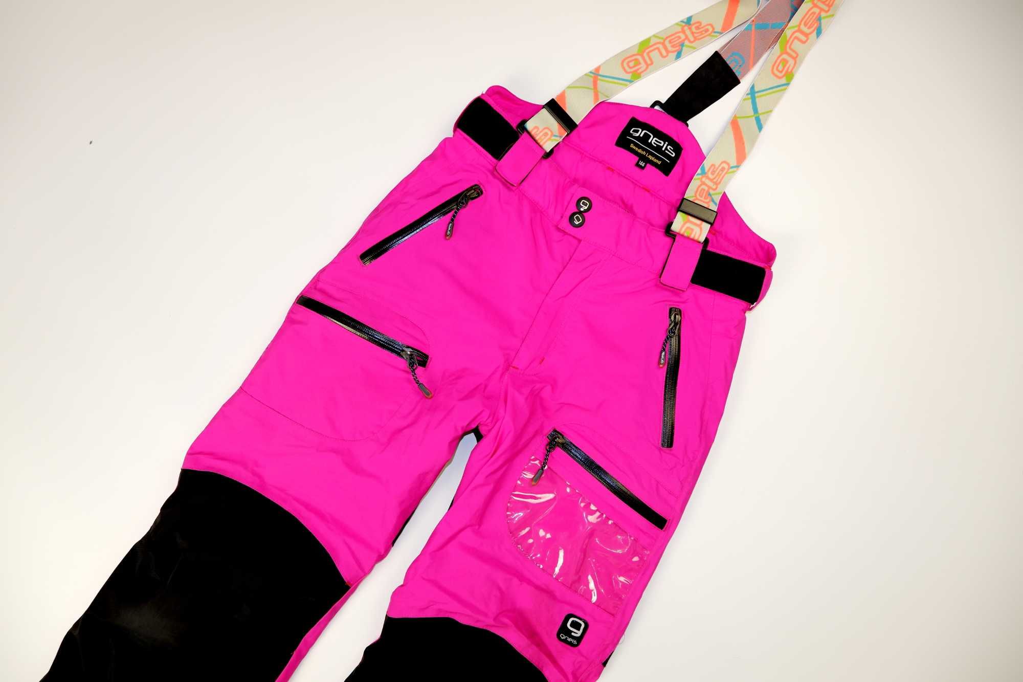 Штаны мембрана 10000 яркие розовые лыжные теплые на девочку 11 лет