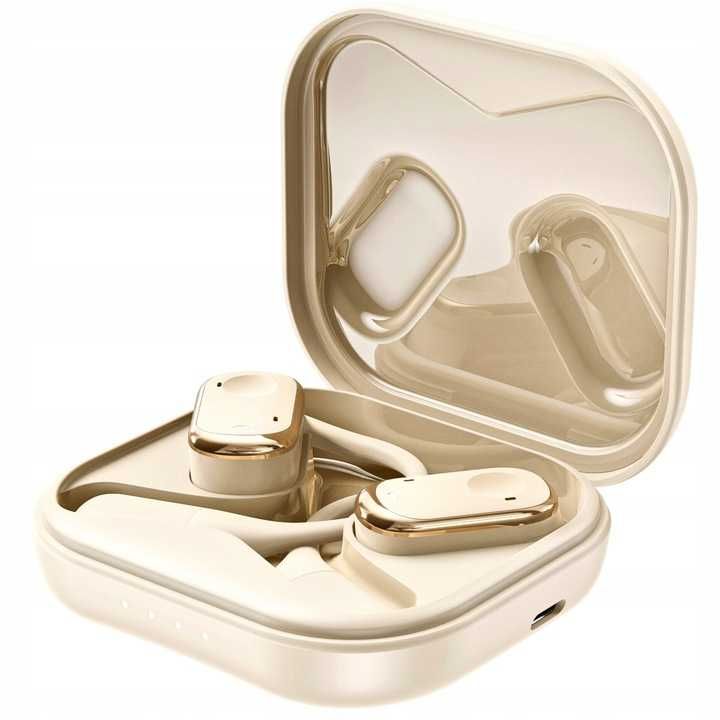 Słuchawki Bluetooth Open Ear kremowe