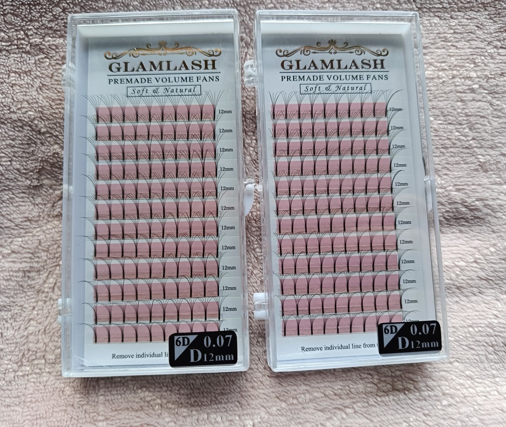 Rzęsy glamlash 2x D 0,07 12mm 6D kępki