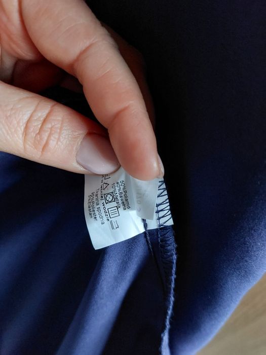 Granatowa / ciemno niebieska sukienka z pięknym haftem i srebrną nitką