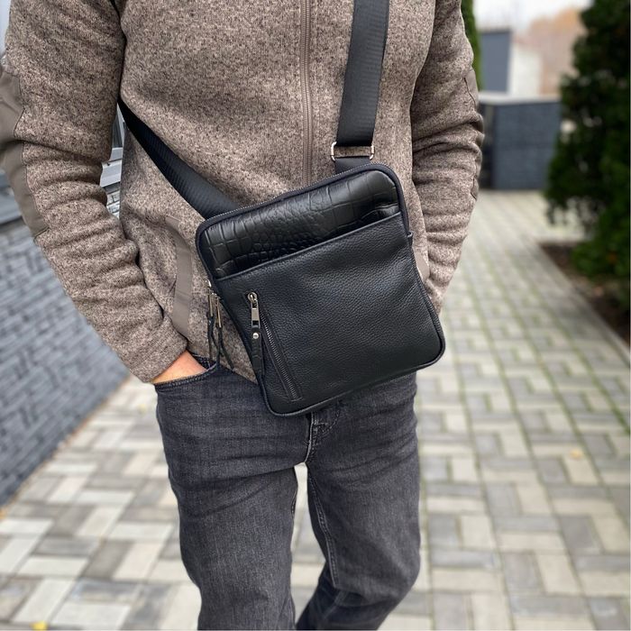 Чоловіча шкіряна сумка натуральна шкіра Tablet Croco leather