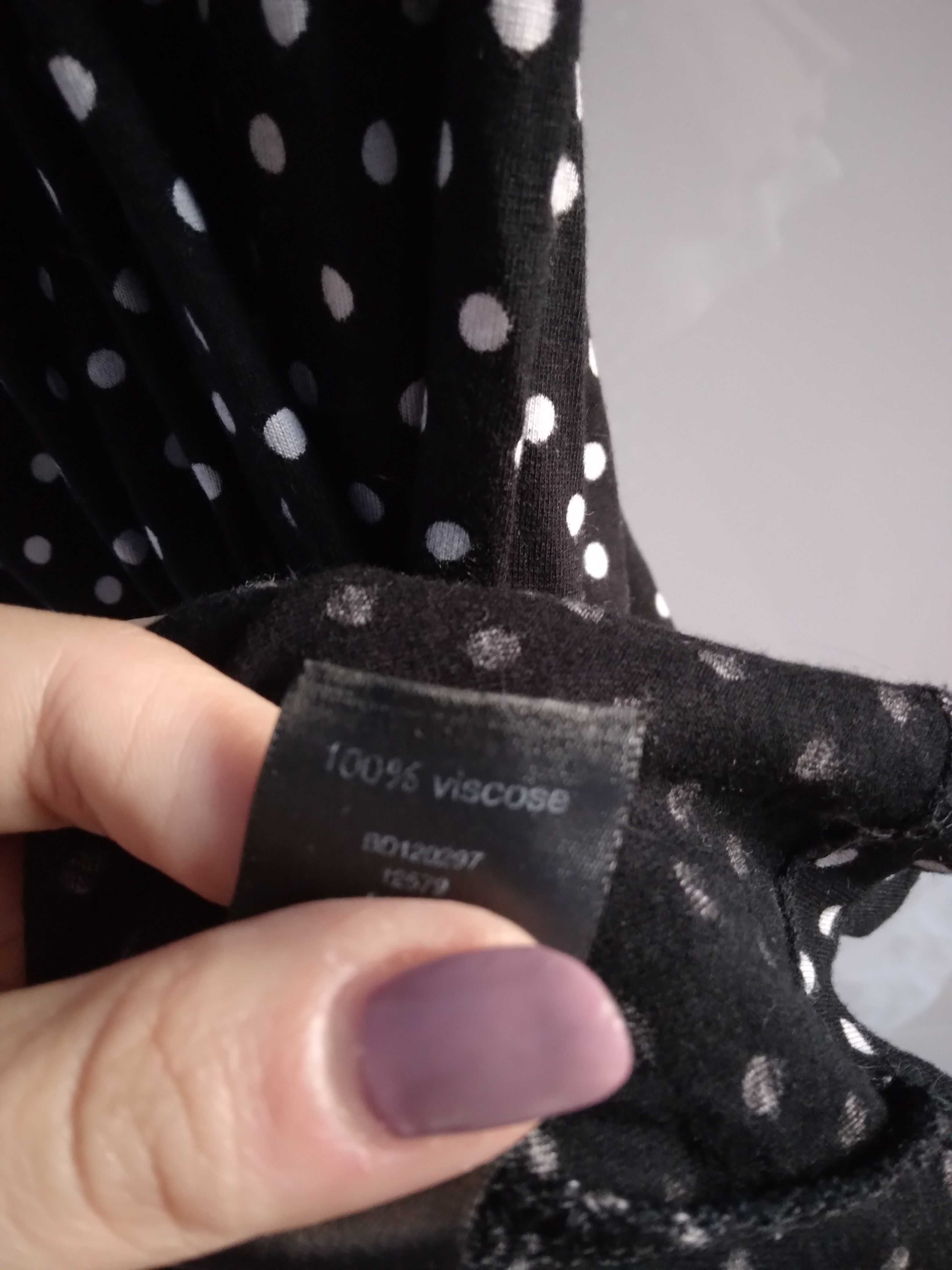 Sukienka letnia 40 L w kropki czarna na lato z wiskozy groszki
