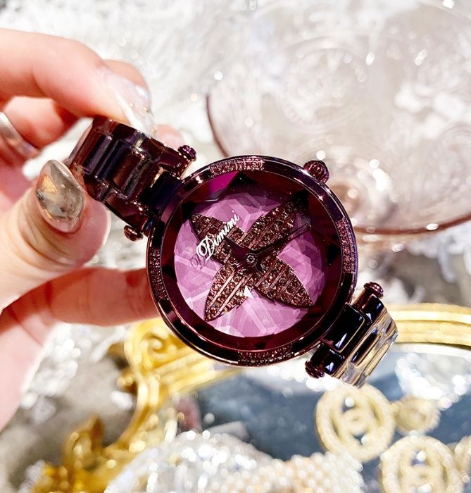 Luksusowy Kobiecy zegarek kryształowy ze stali nierdzewnej prezent