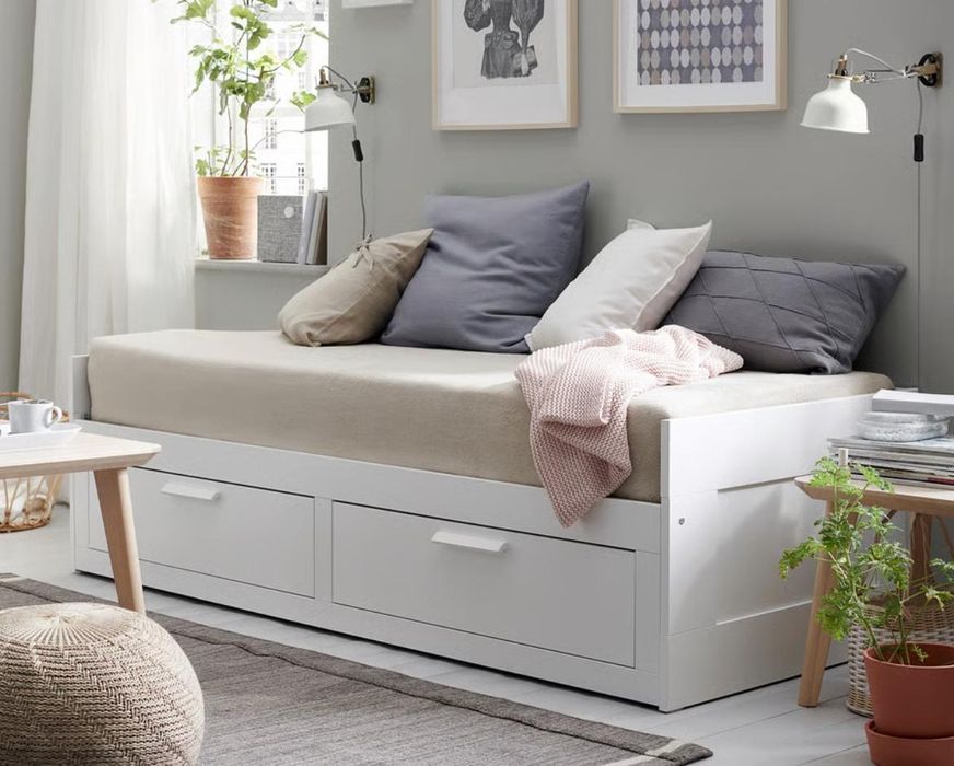 Cama BRIMNES IKEA solteiro/casal com gavetas