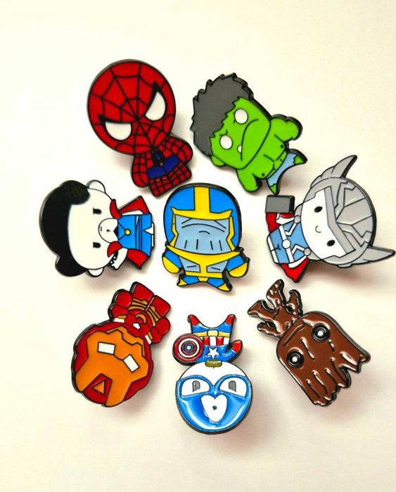 Значки Marvel (Iron Man Spider Man Captain America Groot Deadpool)