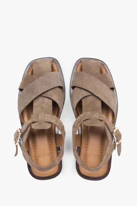 Сандалі велюрові сірі Estro натуральний замш