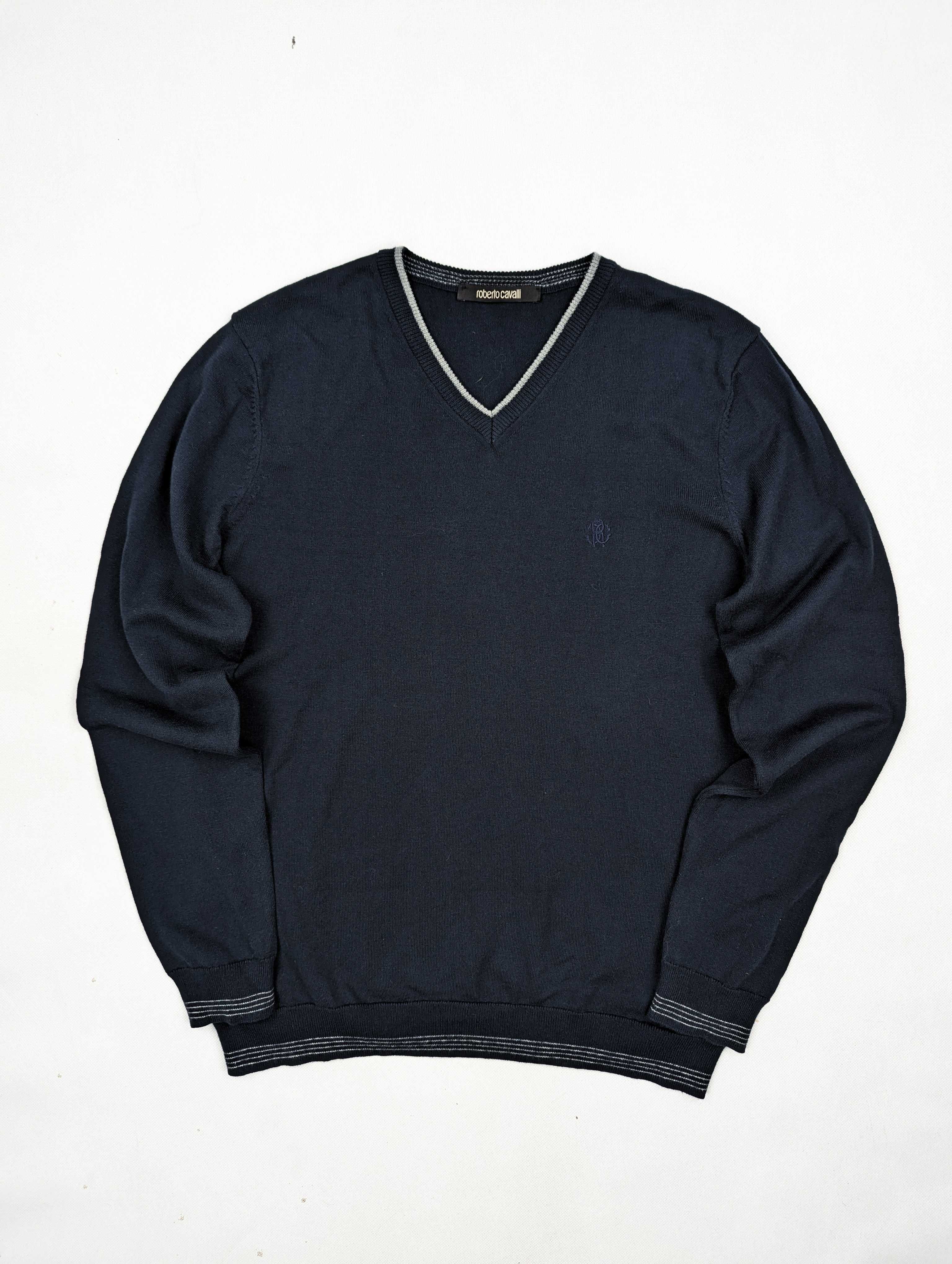 Roberto Cavalli granatowy sweter L logo