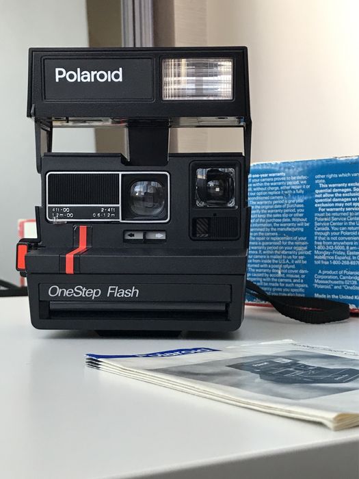 Винтажная камера Polaroid One Step Flash с красной полосой полароїд
