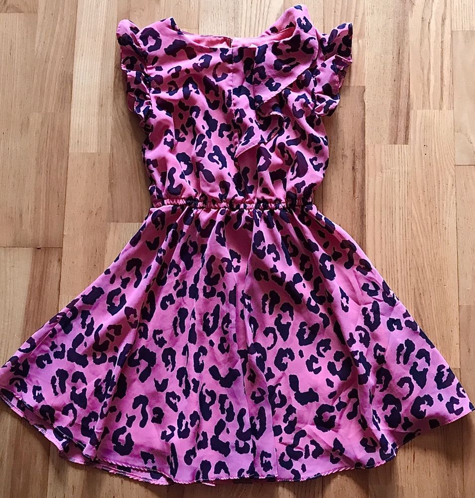 Розово-черное платье с леопардовым принтом (7 лет)