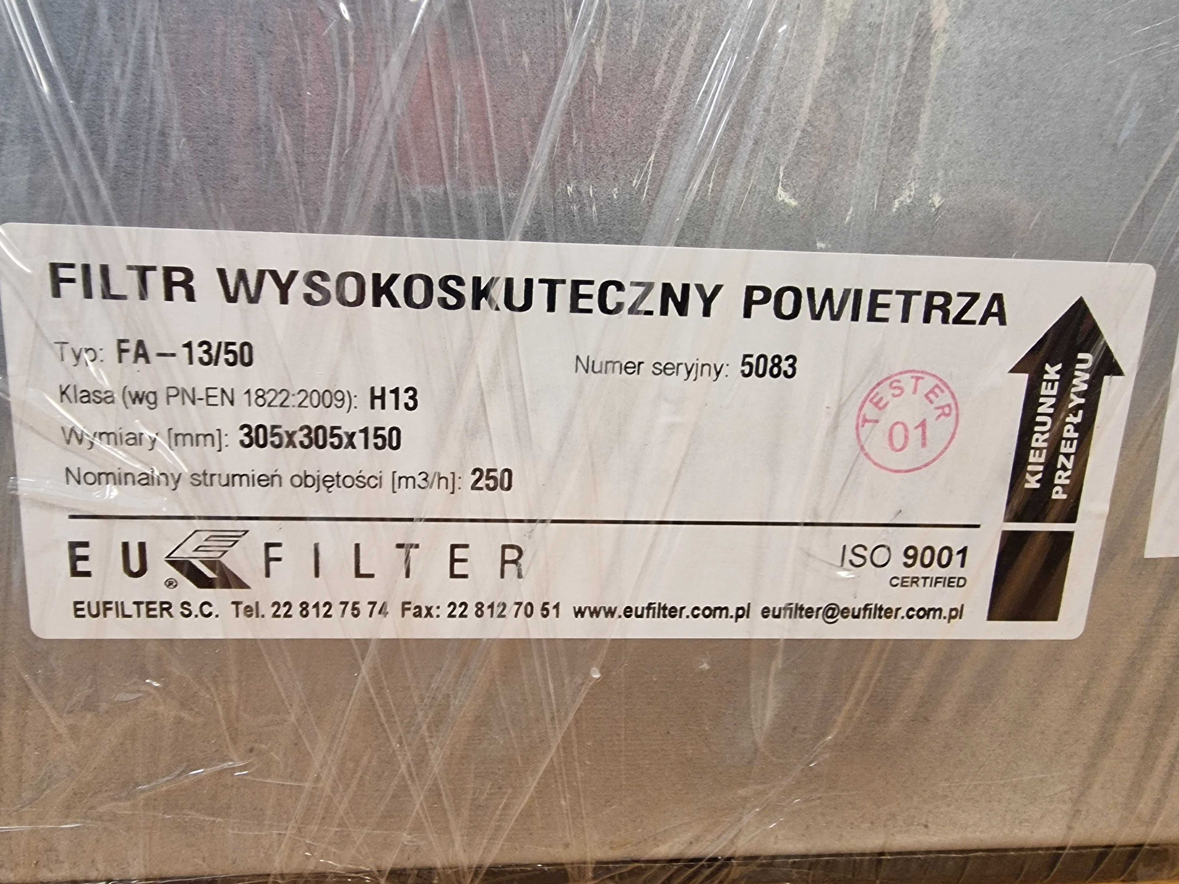 Filtr HEPA EUFILTER FA-13/50 wysokoskuteczny o wymiar 305x305x150 H13